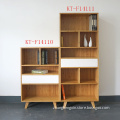 Practical natural bamboo low bookcase, book shelf with white drawer